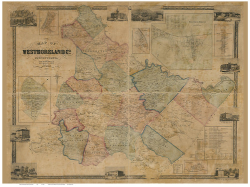 Westmoreland County Pennsylvania 1857 - Old Map Reprint