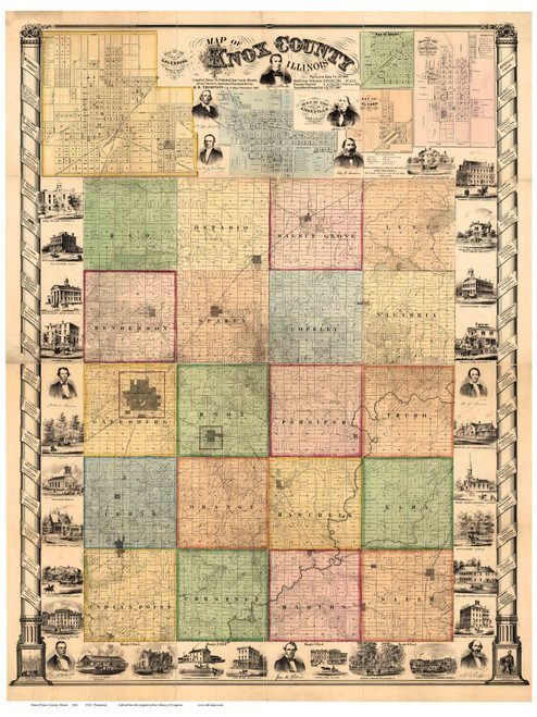Knox County, Illinois 1861 - Old Map Reprint
