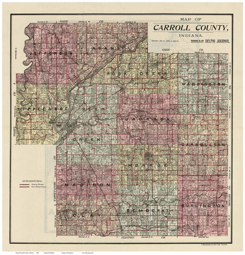 Carroll County, Indiana 1898 - Old Map Reprint