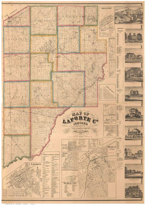 LaPorte County, Indiana 1862 - Old Map Reprint