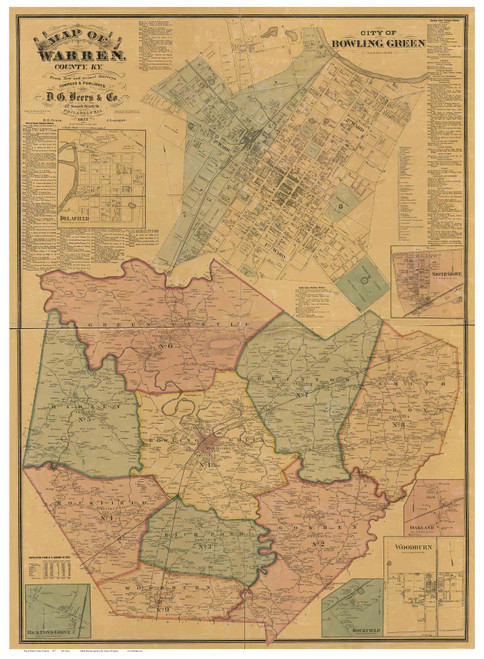 Warren County Kentucky 1877 - Old Map Reprint