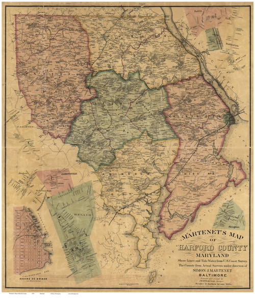 Harford County Maryland 1878 - Old Map Reprint
