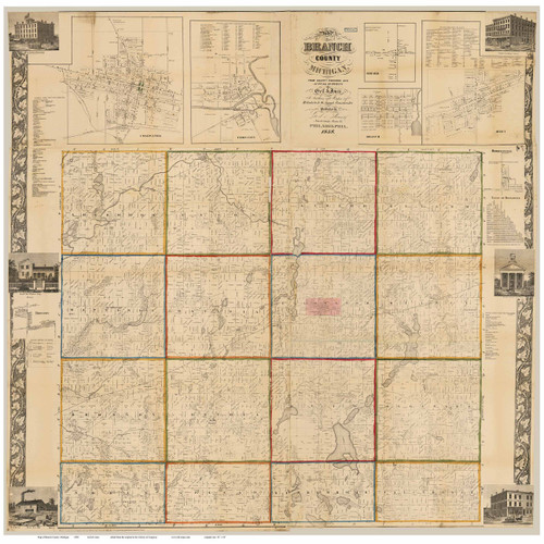 Branch County Michigan 1858 - Old Map Reprint