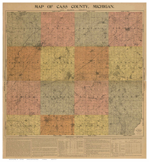 Cass County Michigan 1897 - Old Map Reprint