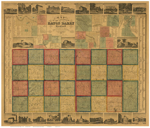 Eaton and Berry County Michigan 1860 - Old Map Reprint