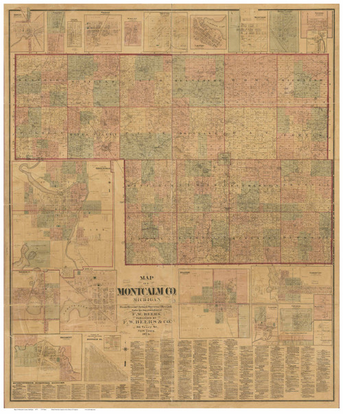 Montcalm County Michigan 1875 - Old Map Reprint