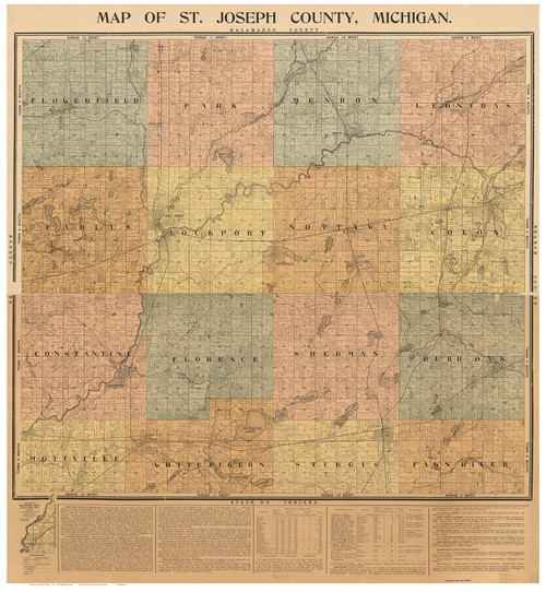 St. Joseph County Michigan 1897 - Old Map Reprint
