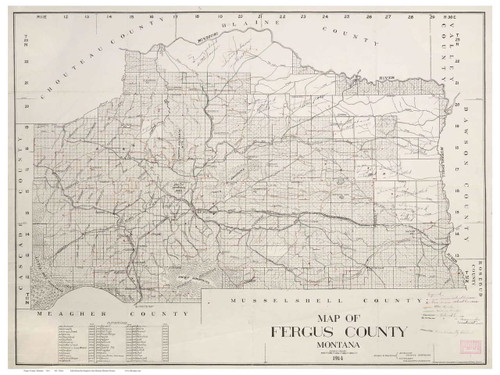 Fergus County Montana 1914 - Old Map Reprint