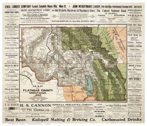 Flathead County Montana 1903 - Old Map Reprint