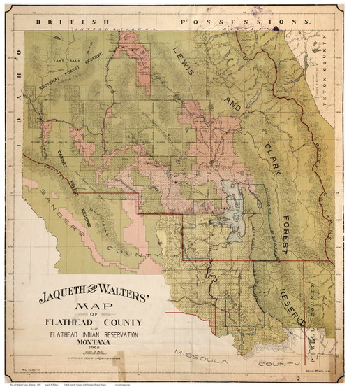 Flathead County Montana 1908 - Old Map Reprint