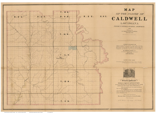 Caldwell Parish Louisiana 1860 - Old Map Reprint