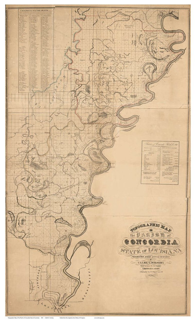 Concordia Parish Louisiana 1841 - Old Map Reprint