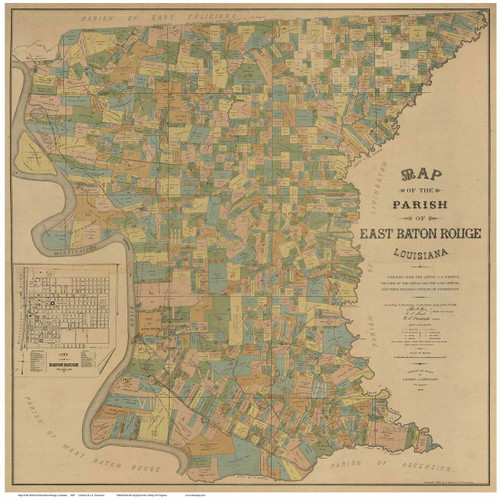 East Baton Rouge Parish Louisiana 1895 - Old Map Reprint