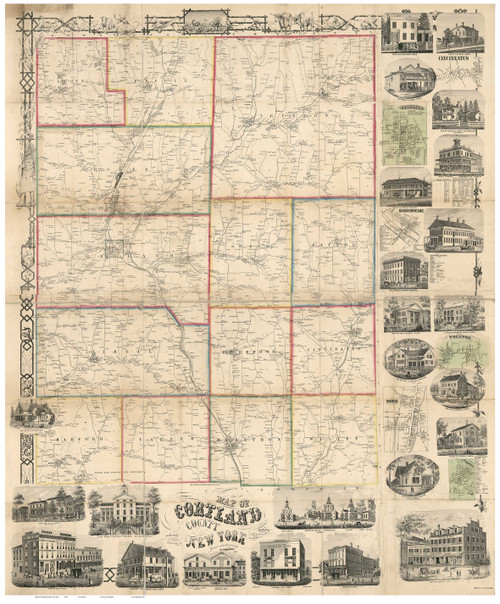 Cortland County New York 1855 - Old Map Reprint