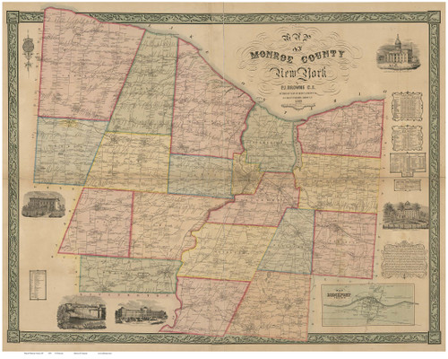 Monroe County New York 1852 - Old Map Reprint