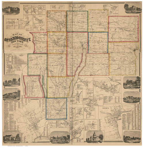 Ontario County New York 1859 - Old Map Reprint