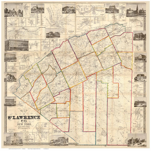 St. Lawrence County New York 1858 - Old Map Reprint