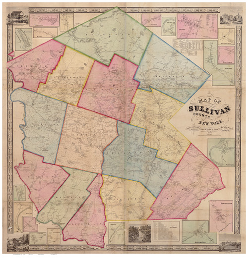 Sullivan County New York 1856 - Old Map Reprint