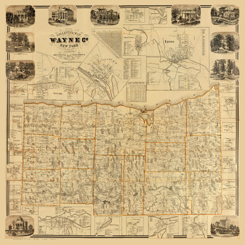 Wayne County New York 1858 - Old Map Reprint
