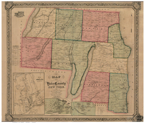 Yates County New York 1855 - Old Map Reprint