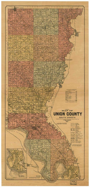 Union County South Dakota 1901 - Old Map Reprint
