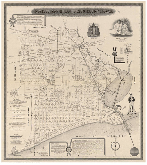 Jefferson County Texas 1898 - Old Map Reprint