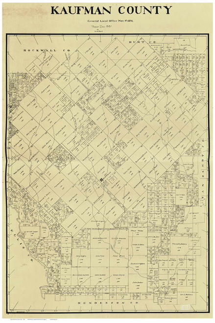 Kaufman County Texas 1896 - Old Map Reprint