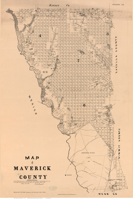 Maverick County Texas 1879 - Old Map Reprint