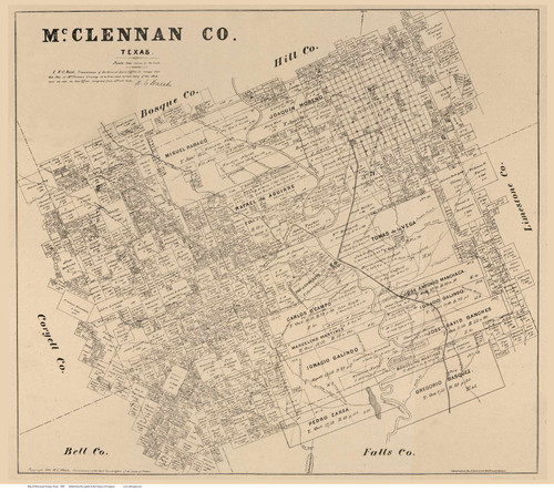 McLennan County Texas 1880 - Old Map Reprint