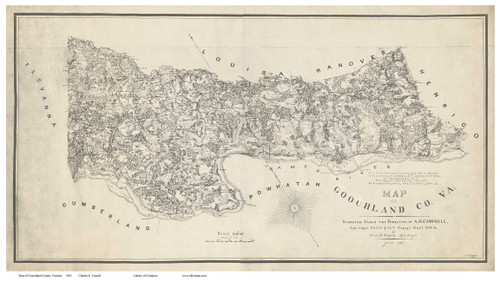 Goochland County Virginia 1863 - Old Map Reprint