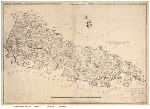 King William County Virginia 1865 - Old Map Reprint