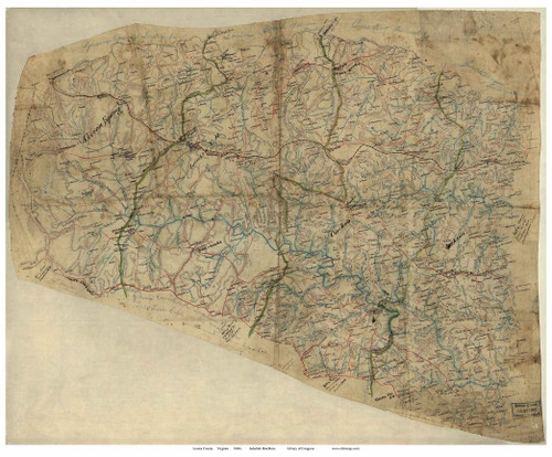 Louisa County Virginia ca 1860 - Old Map Reprint