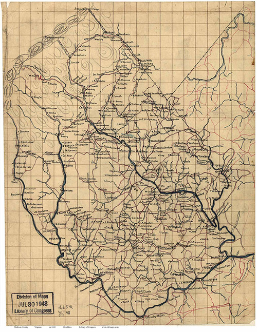 Madison County Virginia ca 1860 - Old Map Reprint