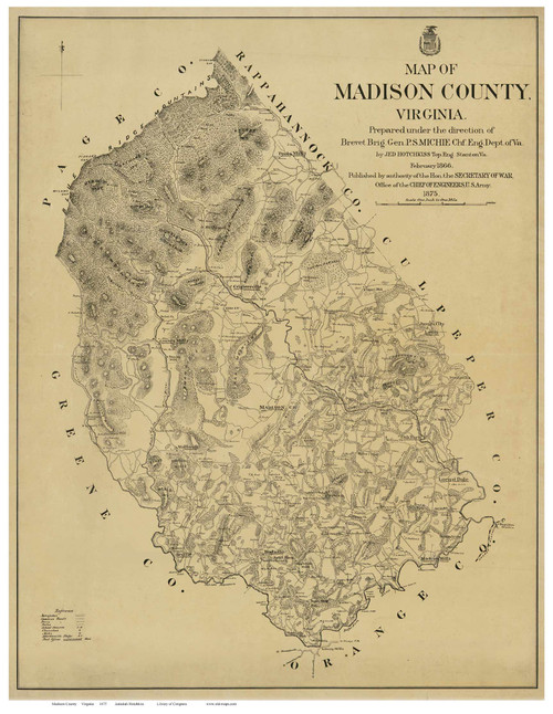 Madison County Virginia 1875 - Old Map Reprint