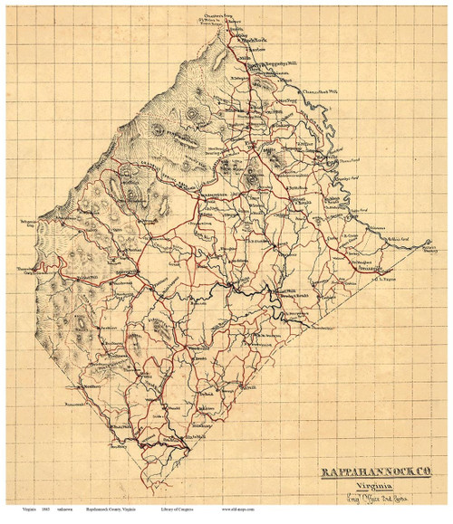 Rappahannock County Virginia 1863 - Old Map Reprint