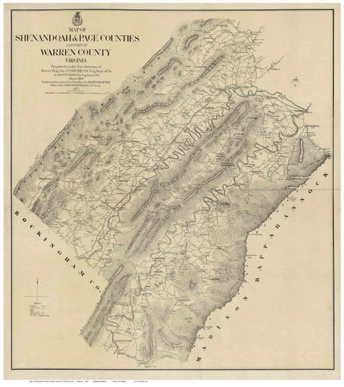Shenandoah, Page, and part of Warren County Virginia 1870 - Old Map Reprint
