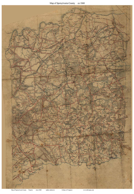 Spotsylvania County Virginia ca 1860 - Old Map Reprint