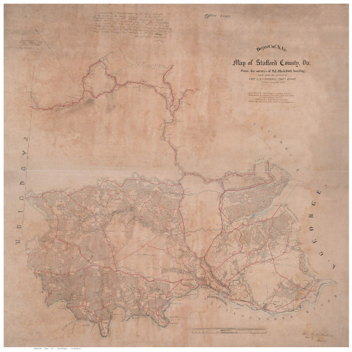 Stafford County Virginia 1863 (Color) - Old Map Reprint