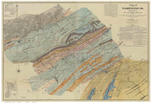 Washington County Virginia 1890 - Old Map Reprint