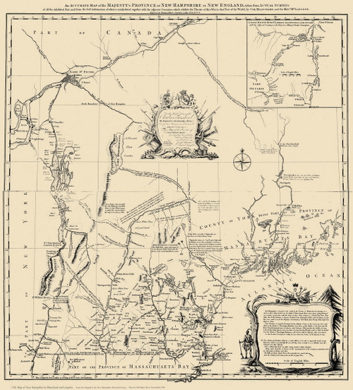 New Hampshire 1761 Blanchard & Langdon - Old State Map Reprint