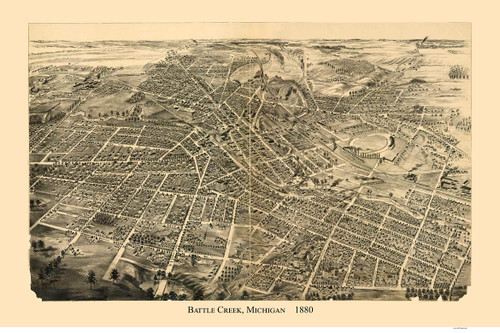 Ann Arbor, Michigan 1880 Bird's Eye View