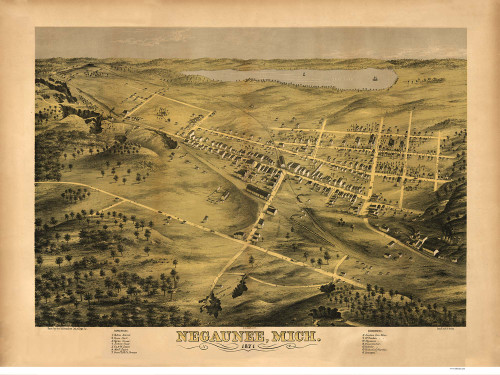 Negaunee, Michigan 1871 Bird's Eye View