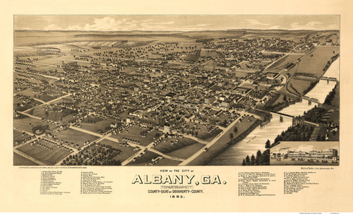 Albany, Georgia 1885 Bird's Eye View - Old Map Reprint