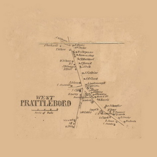 West Brattleboro Village, Brattleboro, Vermont 1856 Old Town Map Custom Print - Windham Co.