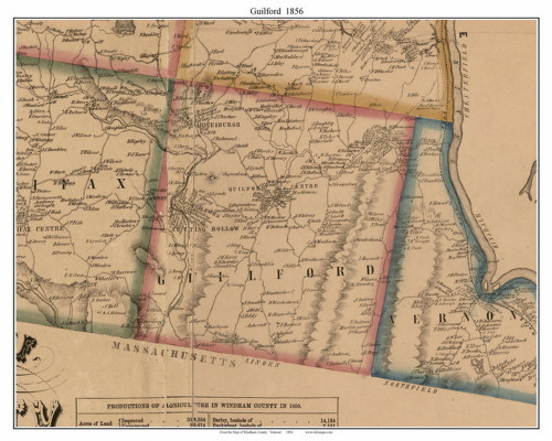 Guilford, Vermont 1856 Old Town Map Custom Print - Windham Co.