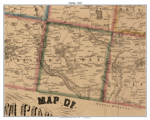 Halifax, Vermont 1856 Old Town Map Custom Print - Windham Co.