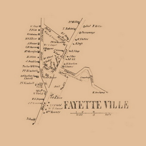 Fayetteville Village, Newfane, Vermont 1856 Old Town Map Custom Print - Windham Co.