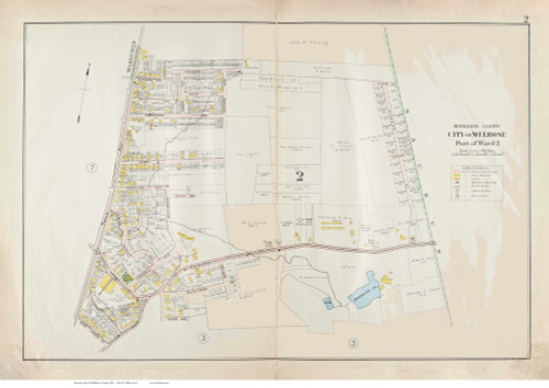 Plate 2, Melrose - part of Ward 2, 1906 - Old Street Map Reprint - Middlesex Co. Atlas Vol.2 - Concord to Wakefield