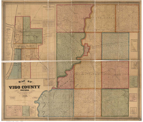Vigo County, Indiana 1858 - Old Map Reprint