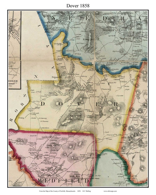Dover, Massachusetts 1858 Old Town Map Custom Print - Norfolk Co.